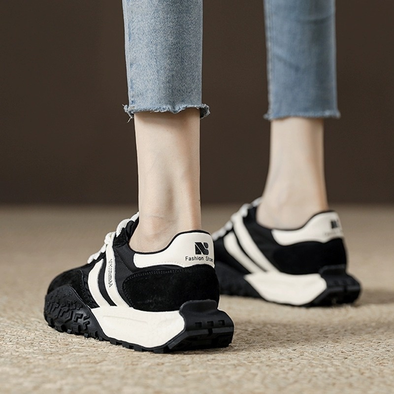 Lightweight Waffle Forrest Shoes Thick Sole European Station Dad Shoes Women Women's Shoes Autumn Black Sports Shoes Women