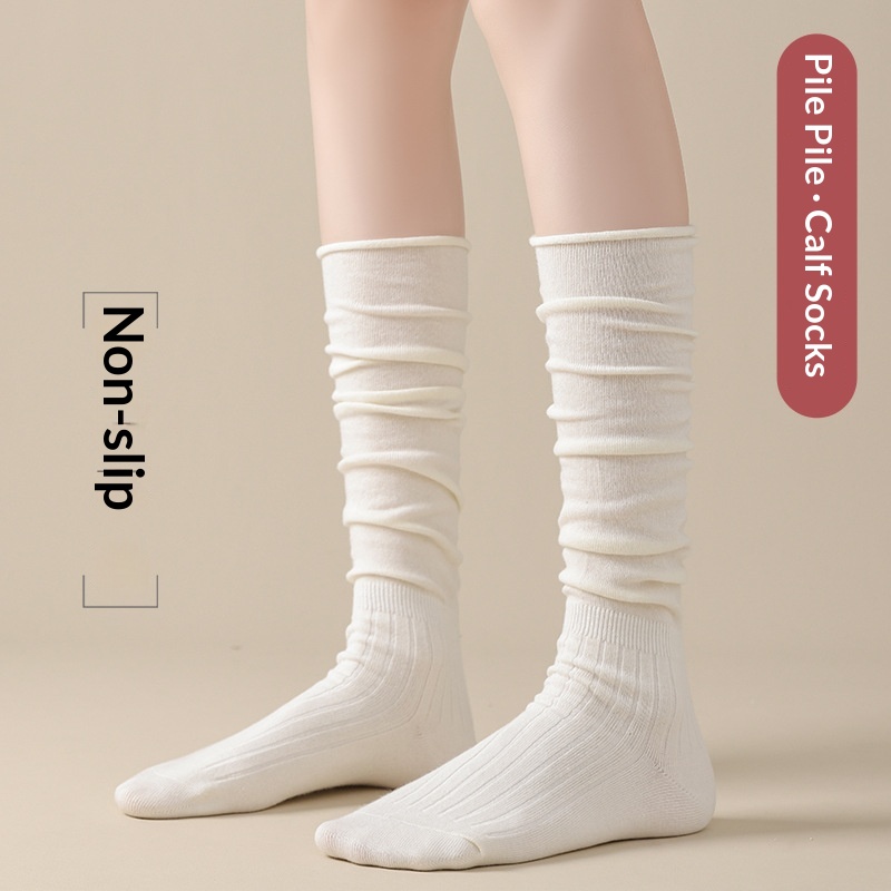 Breathable Pile Socks Spring And Summer Thin Cotton Knee-High Socks Mid-Calf Socks Long Women's Socks Pure Color High Socks Women's Socks