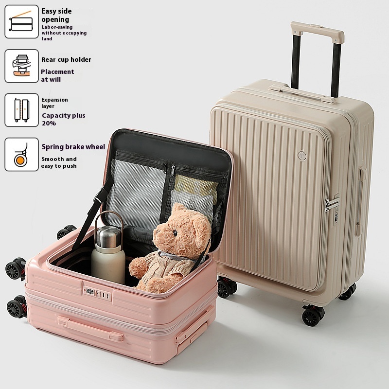 Side Opening Luggage Case Women's Expandable Multifunctional Trolley Case 20 Inch Suitcase Boarding Luggage Case Men's