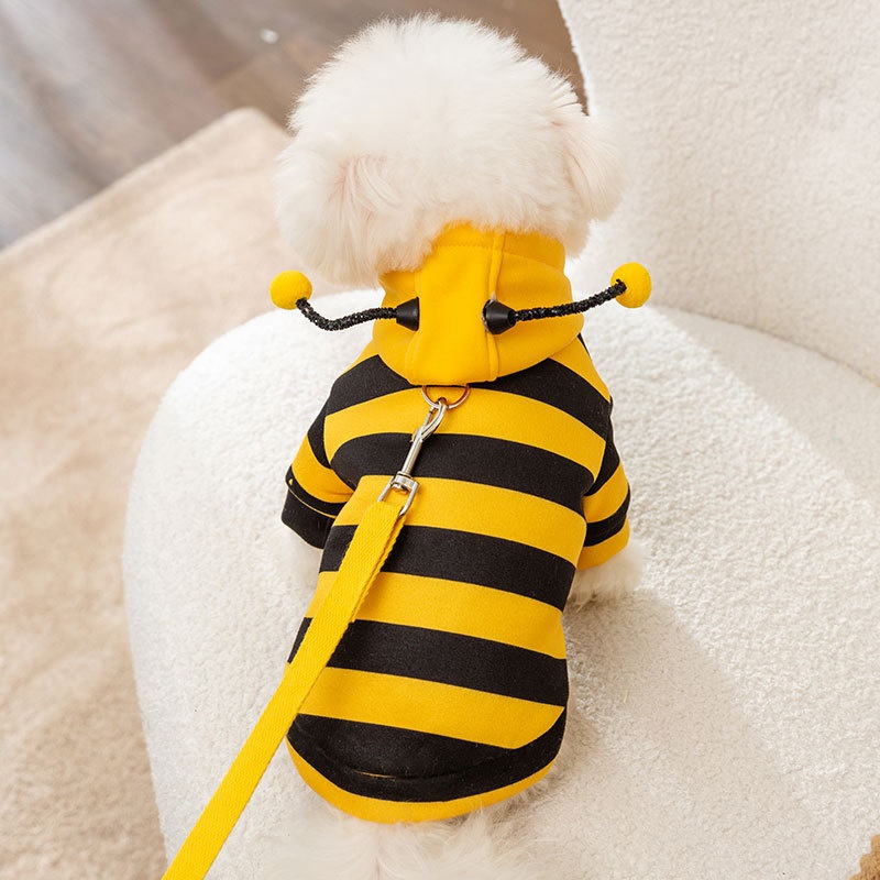 23 Autumn And Winter Cute Little Bee Dog Traction Sweater Small And Medium Dog Outdoor Pet Clothes Cat Clothes
