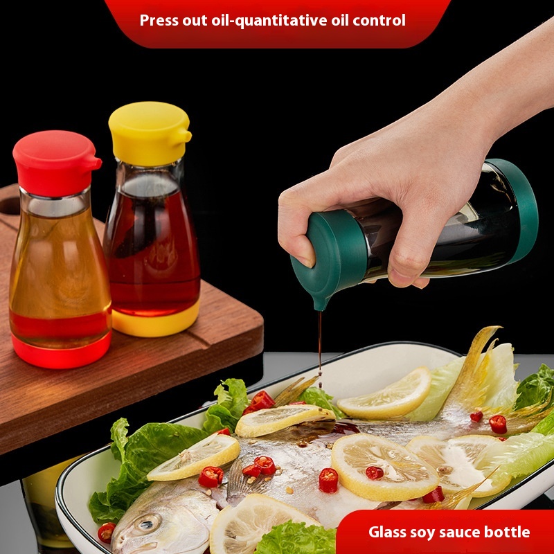 High Borosilicate Glass Oil Pot Oil Bottle Soy Sauce Bottle Kitchen Oil Pot Vinegar Pot Household Silicone Oil Pot Large Capacity Oil Bottle