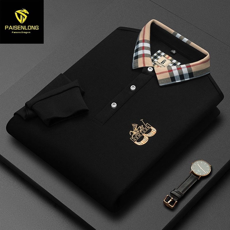 Paisonlong Men's Clothing Autumn And Winter Middle-aged Men's Long-sleeved T-shirt POLOShirt Embroidered Computer Collar Men's T-shirt Top