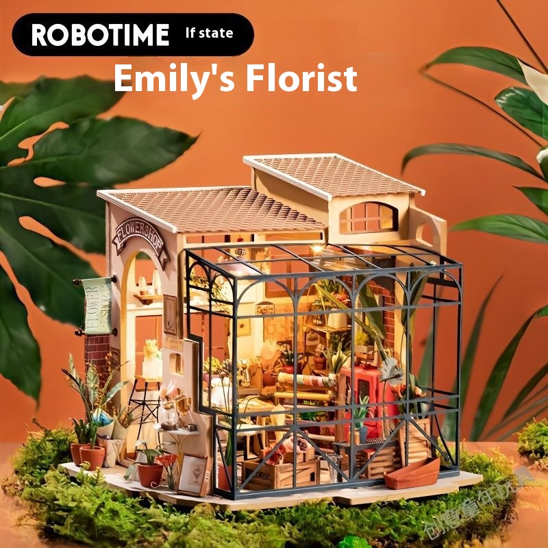 If You Come To DIYCottage Emily's Flower Shop Handmade Wooden Villa Model Creative Toy Birthday Gift