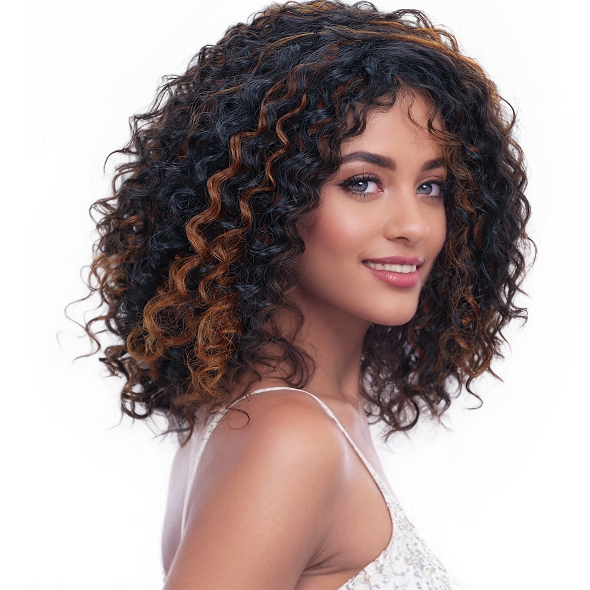 Europe And The United States Hot-selling Popular Wig African Small Roll Women's Short Curly Hair Gradient Chemical Fiber High Temperature Silk Headgear
