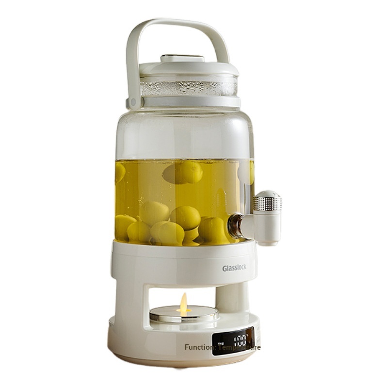 Glasslock 3.5L Large Capacity Glass Tea Kettle With Spout – Constant Temperature Multifunctional Brewing Pot For Fruit Wine, Herbal Tea & Party