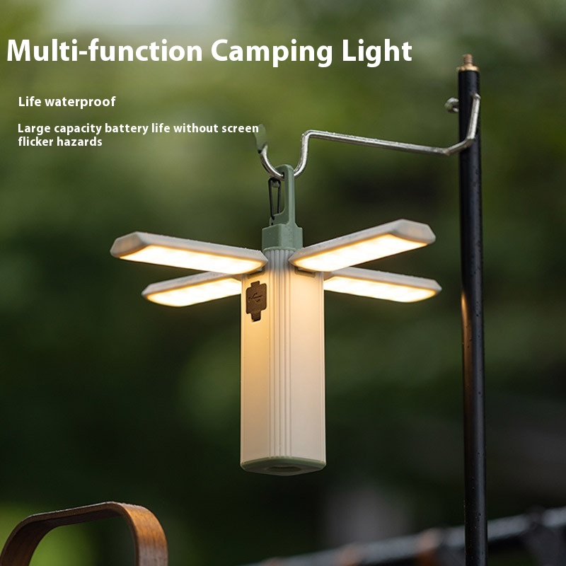 Outdoor Folding Four-leaf Lamp Long Endurance Camping Lamp Multifunctional Tent Canopy LED Atmosphere Lamp Camp Lamp