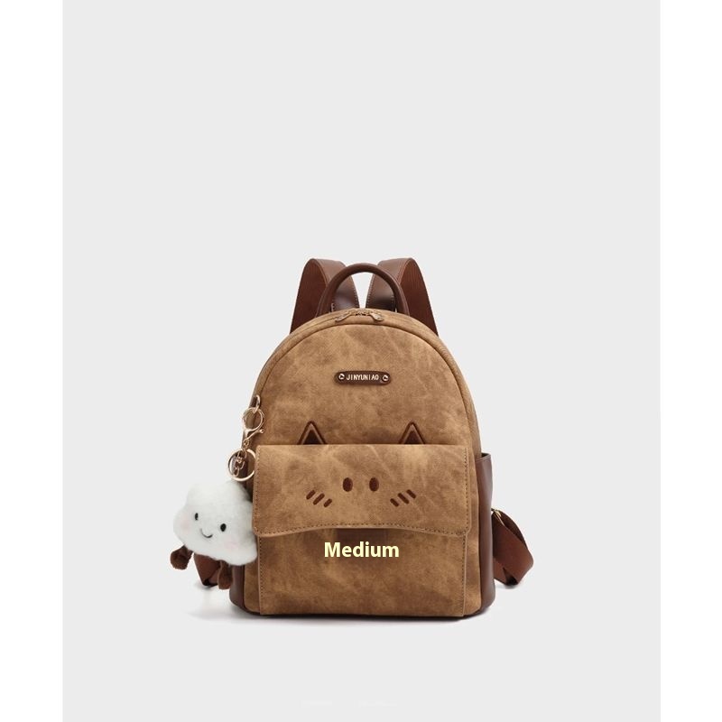 包包女美拉德风棕色kitty猫迷你小背包手提单肩斜挎双肩包