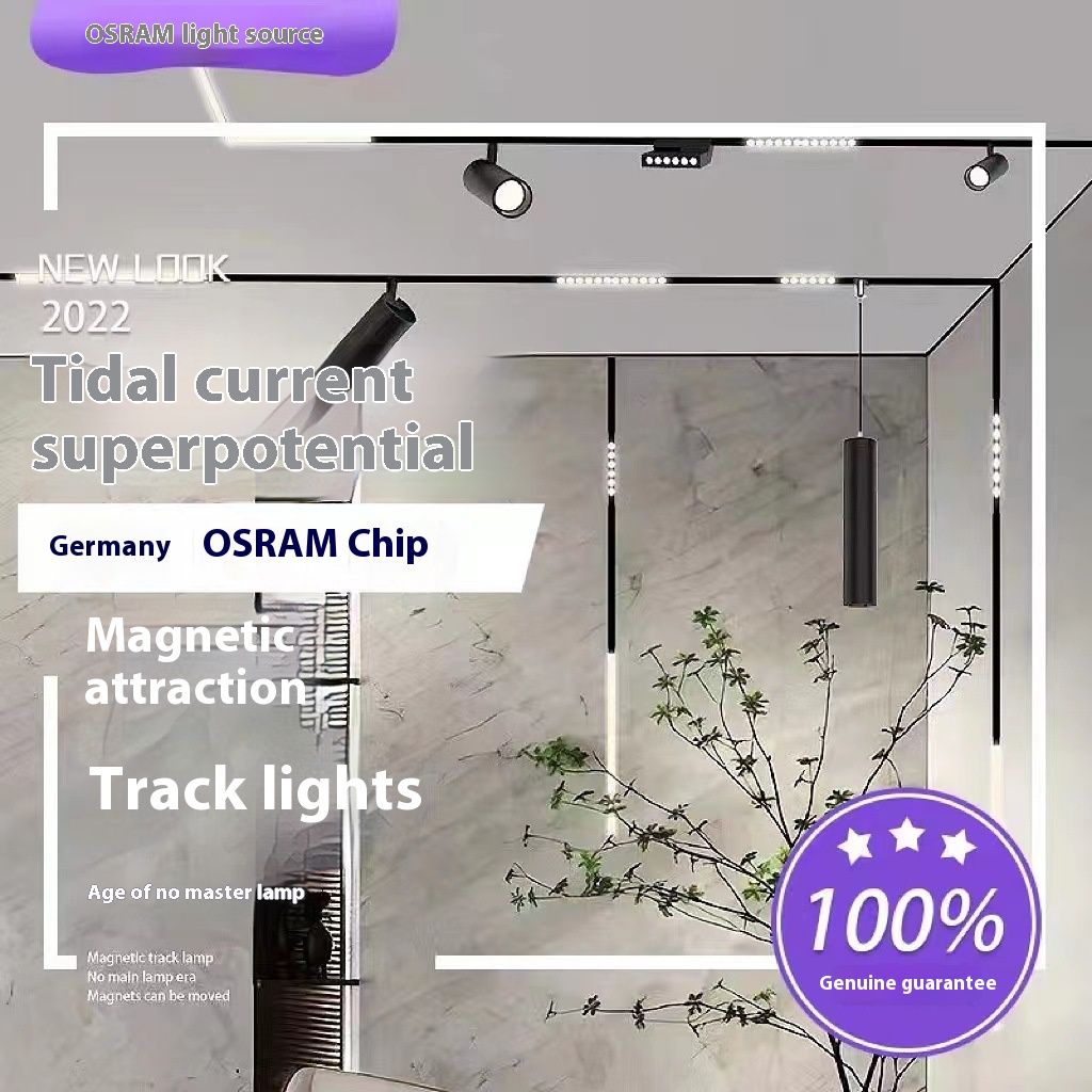 Magnetic Track L E D Light Embedded Concealed Without Main Light Living Room Lighting Pre-embedded Magnetic Light Frameless Linear Light