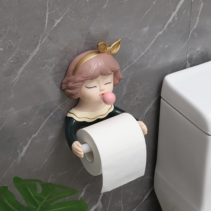 Home Bathroom Toilet Tissue Roll Storage Box Bathroom PVCBubble Girls Punch-free Paper Roll
