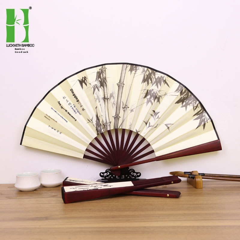 Chinese Style Folding Fan Ancient Silk Bamboo Fan Eight Inch Double-sided Advertising Printing Hanfu Fan