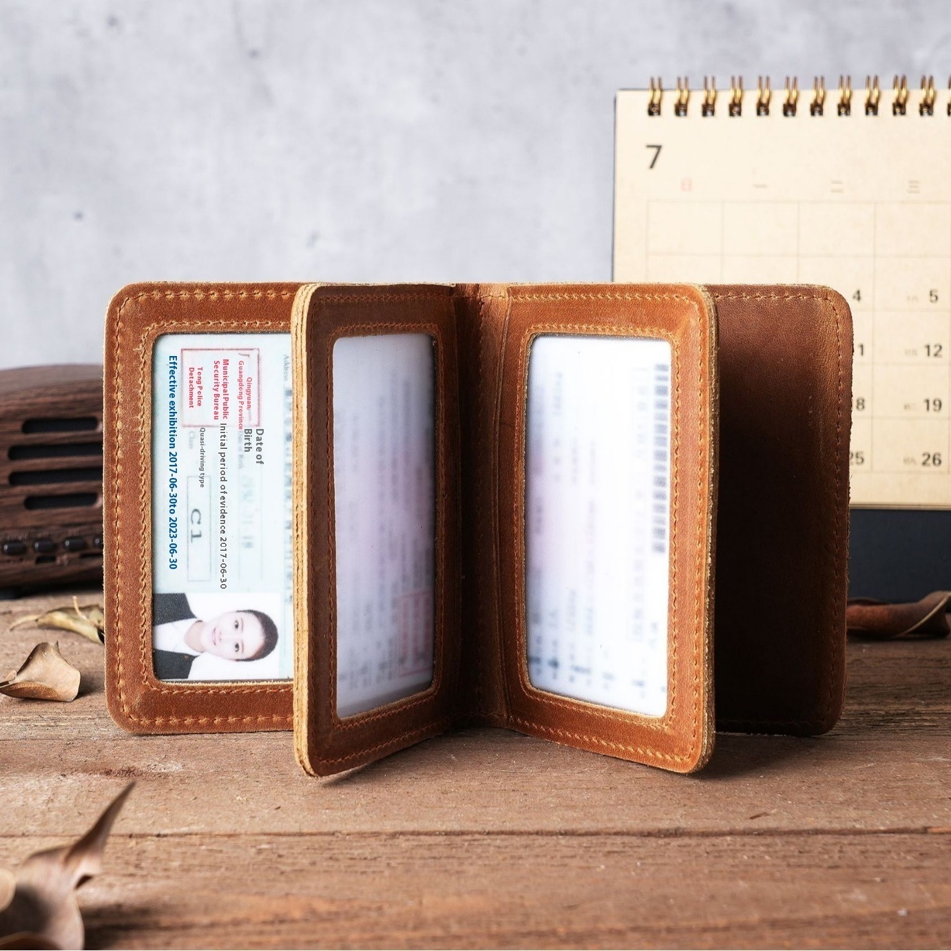 1073 Genuine Leather Driver's License Holder Wallet Card Holder Card Holder Crazy Horse Leather Retro Men's Driving School Graduation Gift