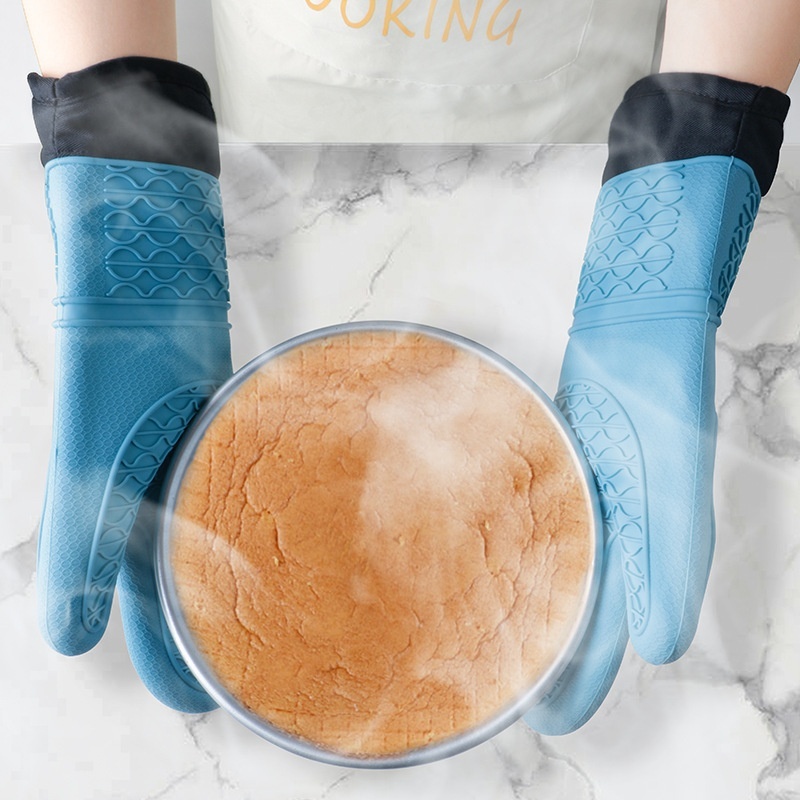 Silicone Oven Mitts Microwaveulated Mitts High Temperature Baking Anti-scalding Thick Baking Mitts