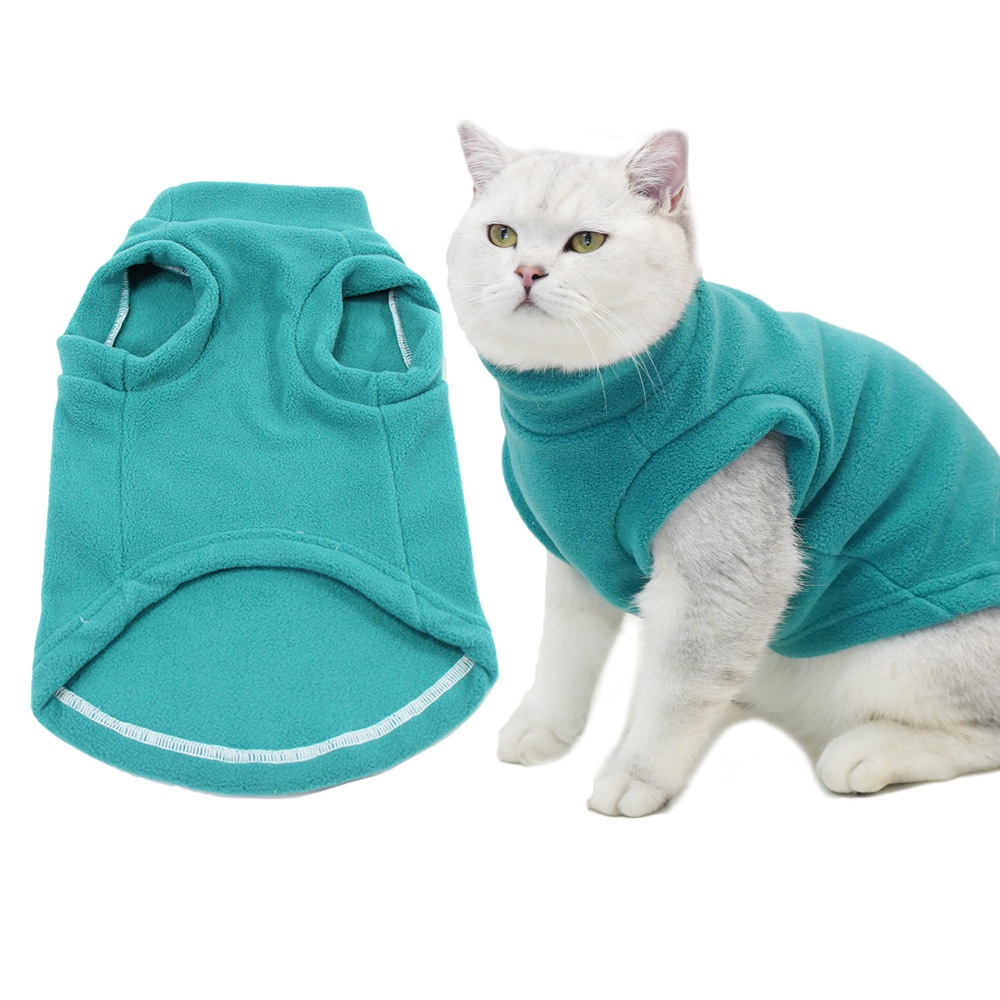 Pet It Casual Pet Clothing Winter Solid Color Cat Clothes Warm Vest Puppet Hairless Cat Blue Cat