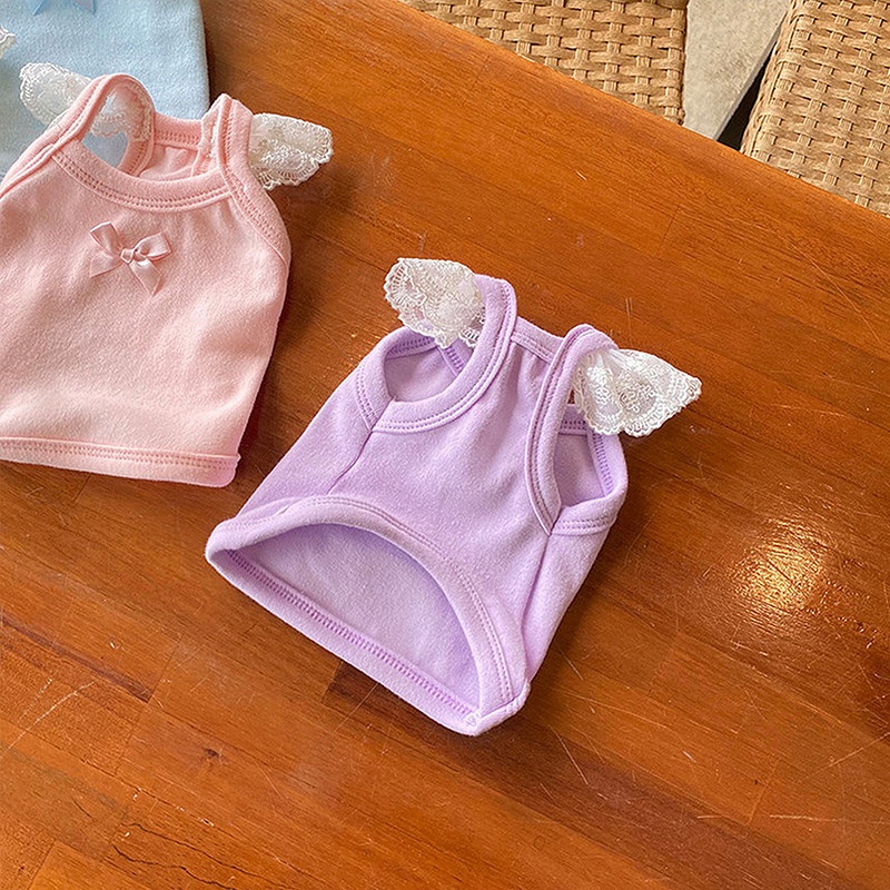 Candy Color Lace Flying Sleeve Vest Dog Spring And Summer Clothes Bichon Pomeranian Cat Cat Sling Pet Clothing