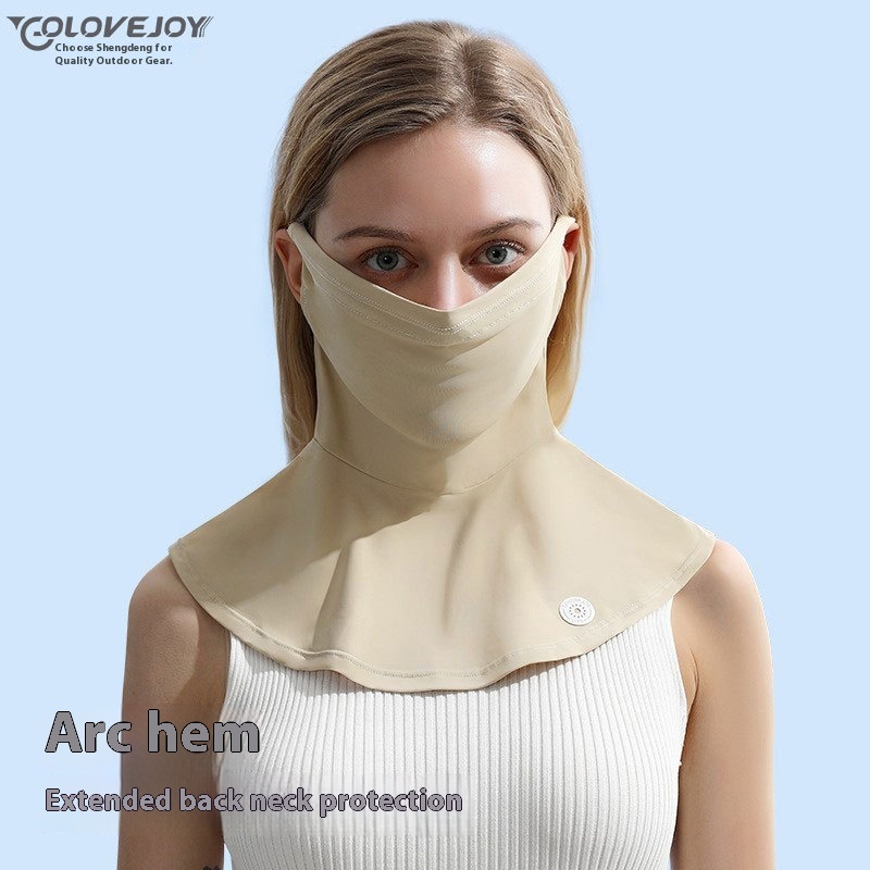 Ice Silk Full Face Sunscreen Mask Containing Hyaluronic Acid Moisturizing Ear-hanging Neck Protection Sunshade Anti-ultraviolet Breathable Mask