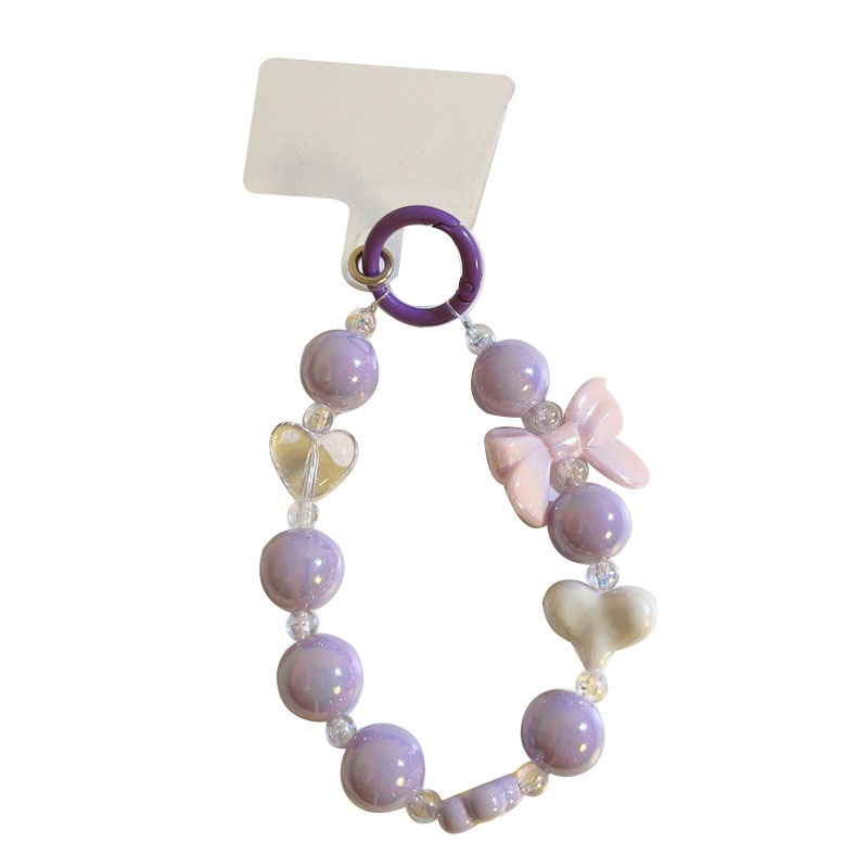 YSolid Color Love Bow Bead Lanyard Universal Mobile Phone Case Diy Camera CCDKeychain Bracelet