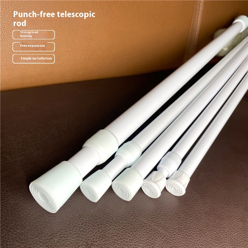 Punch-free Telescopic Rodtallation Multifunctional Shower Curtain Curtain Door Curtain Rod Small Storage Retractable Rod Thin Rod Clothes Drying Rod
