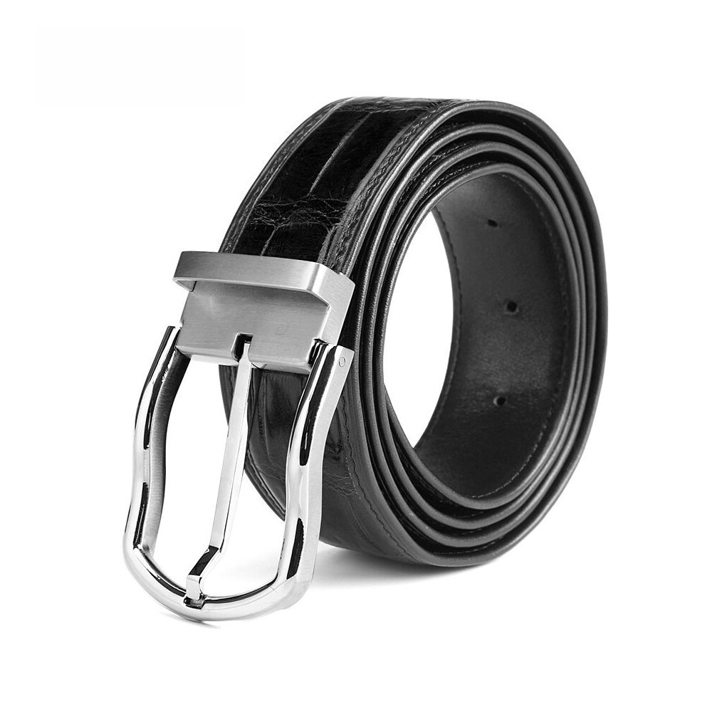 Siamese Crocodile Fish Leather Belt Men's Belt Leather Crocodile Belt Business Casual Pants Pin Buckle Belt S