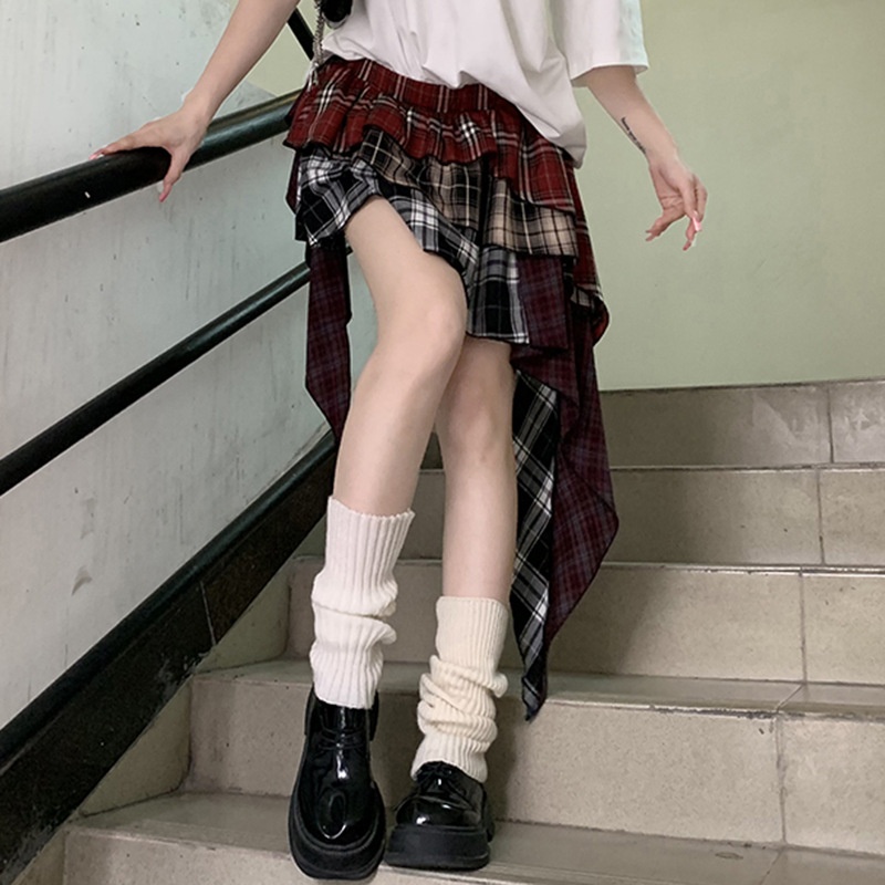 Fashion Style Pattern Contrast Color Irregular Skirt Design Sense Product Ruffled Japanese Y Skirt
