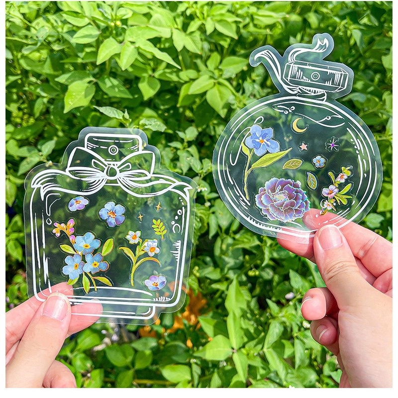 Spring In ABottle Handmade DIYTransparent Glass Bottle PETDried Flower Handbook Creative Sticker Glass Bottle Sticker Pack