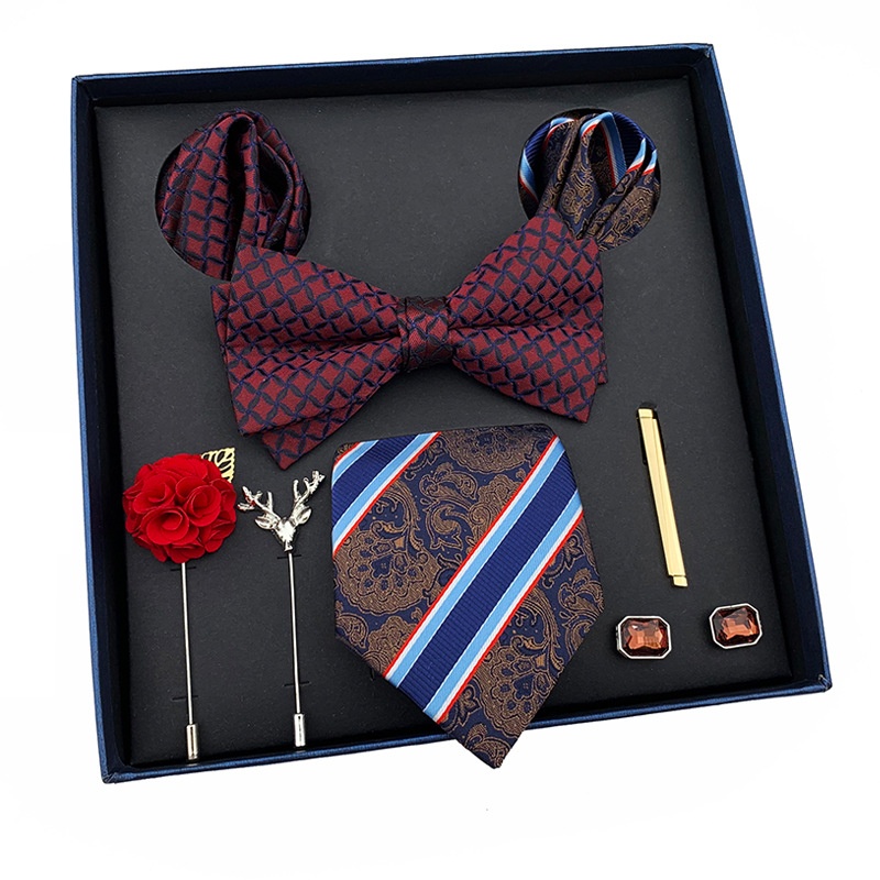 Men's Tie Tie Pocket Towel Brooch Cufflinks Light Luxury Gift Box