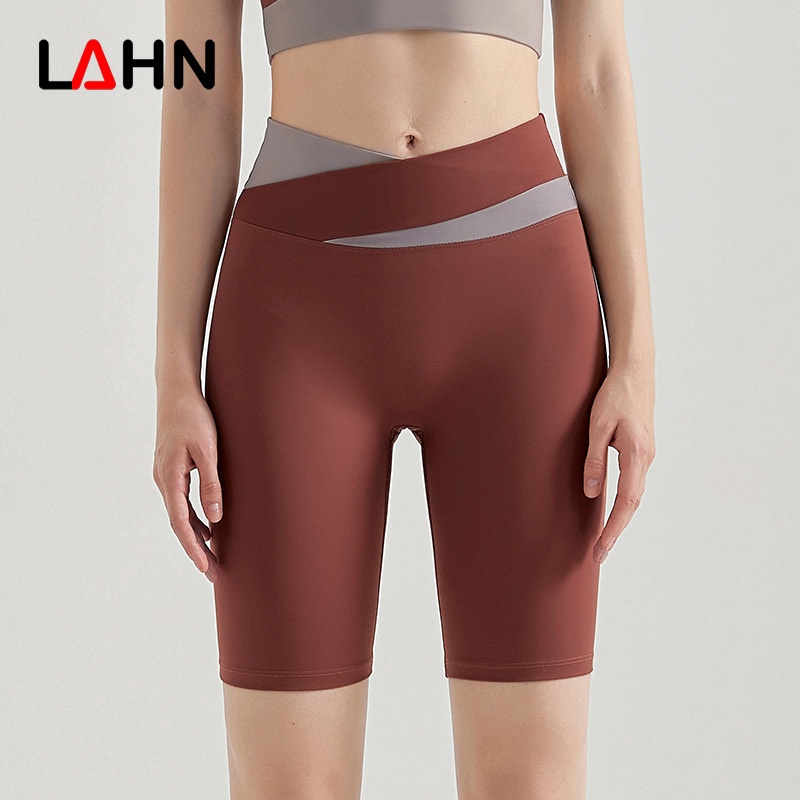 Carefully Selected Yoga Pants Shorts For Women,Contrasting Colors,Outer Wear,Cross,High Waist,Hip Lift,No Embarrassing Lines,Tight Waist,Five-point Fitness