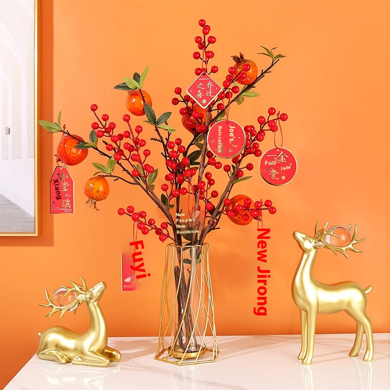 Modern Simple Lantern Hydroponic Vase Ornaments Simulated Flower Vase Living Room Fake Flower Decoration Year Housewarming Gift