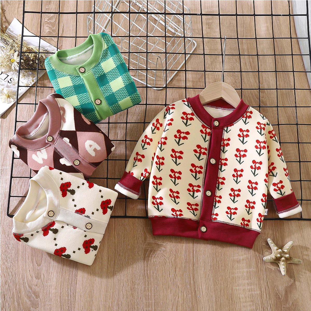 Autumn And Winter Children's Versatile Knitted Jackets For Boys And Girls Baby Warm Cardigans Thick Outer Wear Sweaters