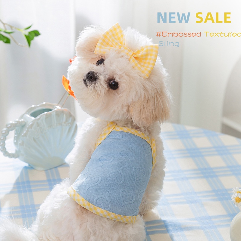 Love Embossed Texture Sling Small Dog Teddy Bichon Pomeranian Puppy Clothes Small Puppy Summer Pet Clothing