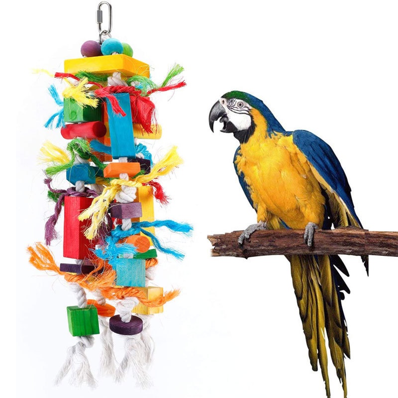 Parrot Toy Large Wooden Colorful Chewing Toy Welding Medium And Large Parrot Bird Toy