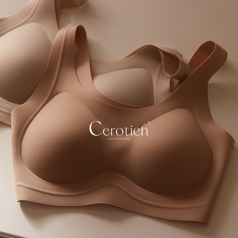 Cerotich Jelly Seamless Micro-Brushed Thermal Intimates Women's Wire-Free Push-Up Comfortable Vest-Style Breathable Bra