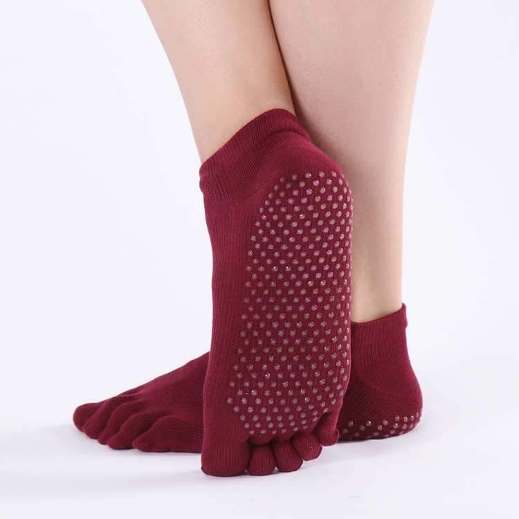 Elastic Combed Cotton Yoga Socks For Women Professional Pure Cotton Sports Non-slip Split Toe Socks Five-finger Socks Pilates