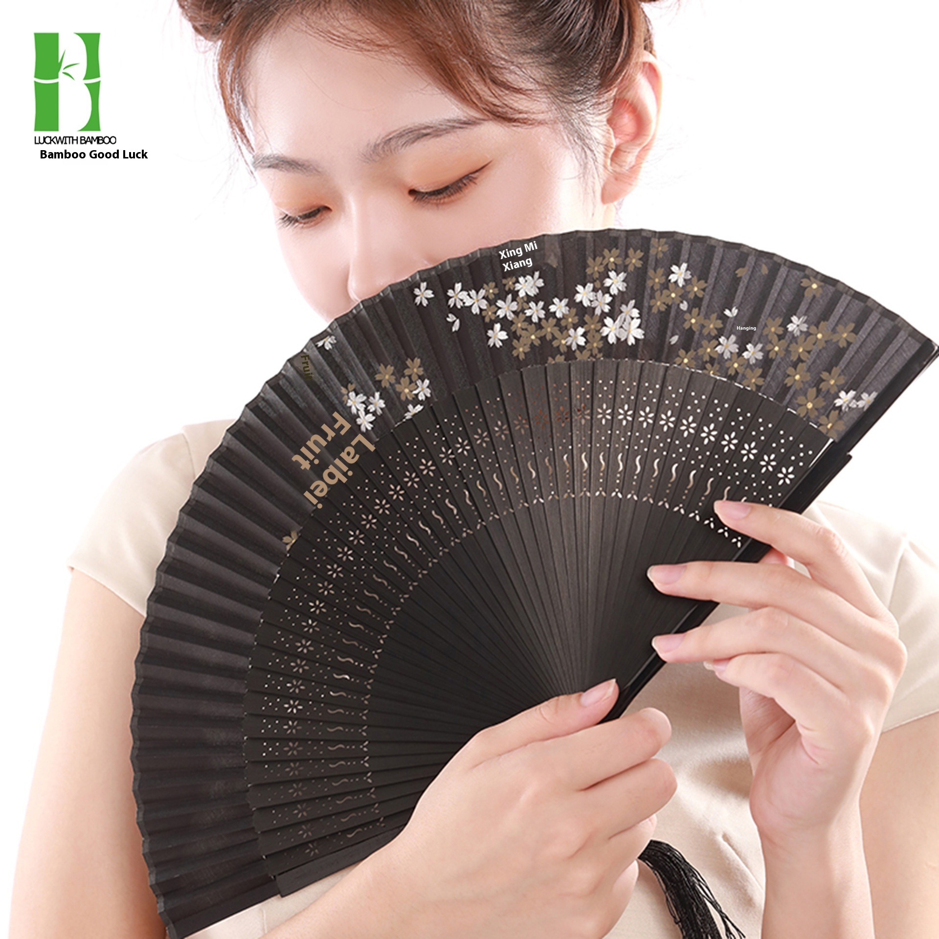 Bamboo Short-tip Folding Fan Hand-painted Female Fan Printed Craft Fan Japanese Style Ancient Fan Fan Gift Advertising Fan