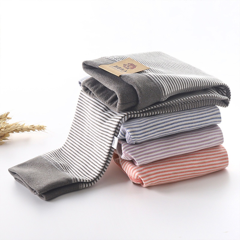 Children's Boneless German Velvet Silk Warm Pants Boys And Girls Baby Striped Leggings Middle And Large Children's Thickened Autumn Trousers