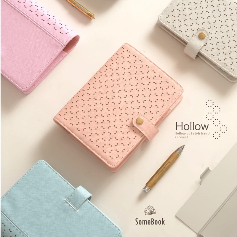 Libang Stationery High-end Leather Notebook Hollow Design Loose-leaf Notebook Pen Holder High-end Chinese Style Hardcover