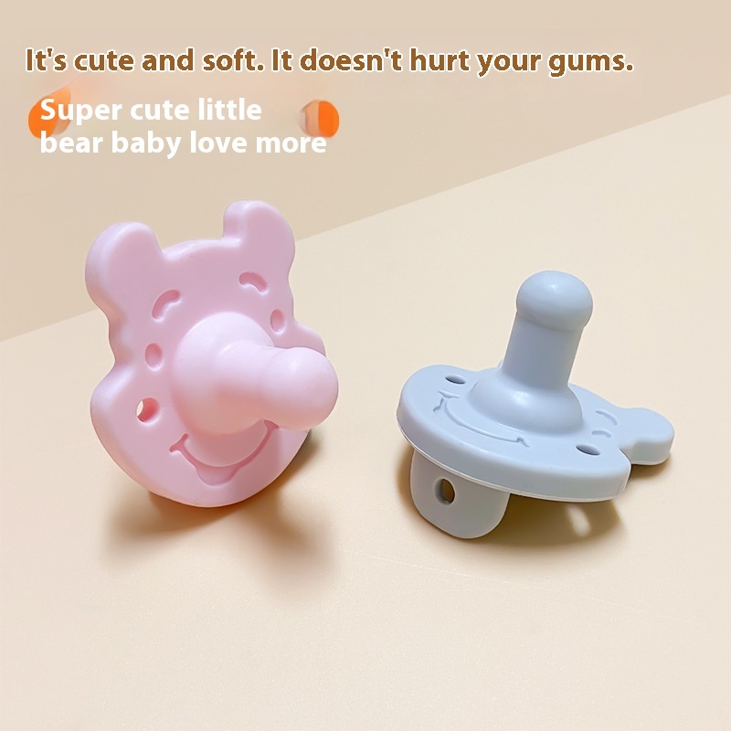 Daily Round-headed Baby Silicone Pacifier For Weaning And Coaxing Babies To Prevent Buck Teeth Retractable Bear Pacifier Maternal And Child Supplies
