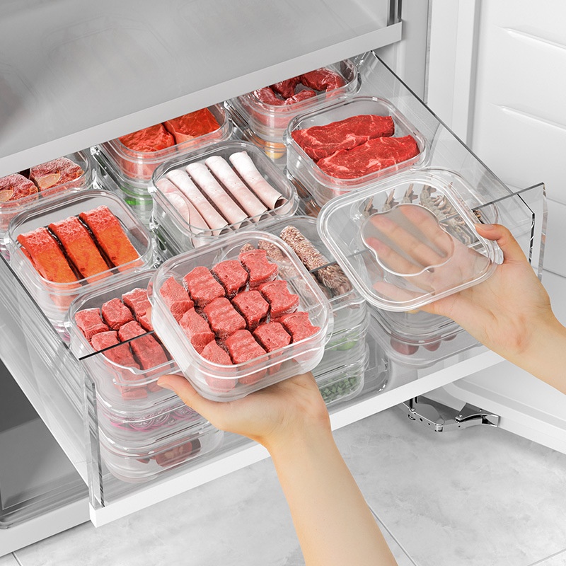 Refrigerator Frozen Meat Compartment Box Frozen Storage Box Food Grade Household Fresh-keeping Box Refrigerator Storage Sub-packaging Box