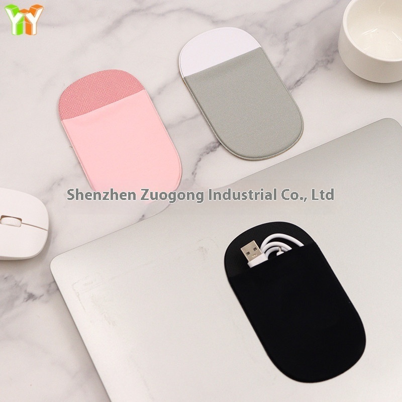Oval Elastic Cloth Mouse Bag Portable Laptop Computer Self-adhesive Mouse Sticker Multi-function Pencil Bag