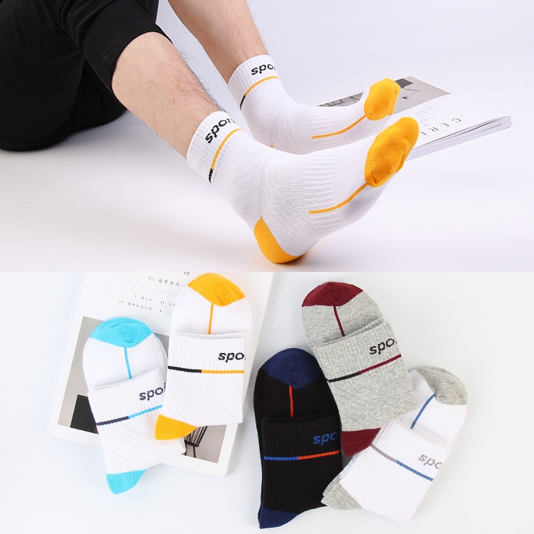 Waistband Cotton Men's Mid-tube Sports Socks Badminton Socks Cotton Socks