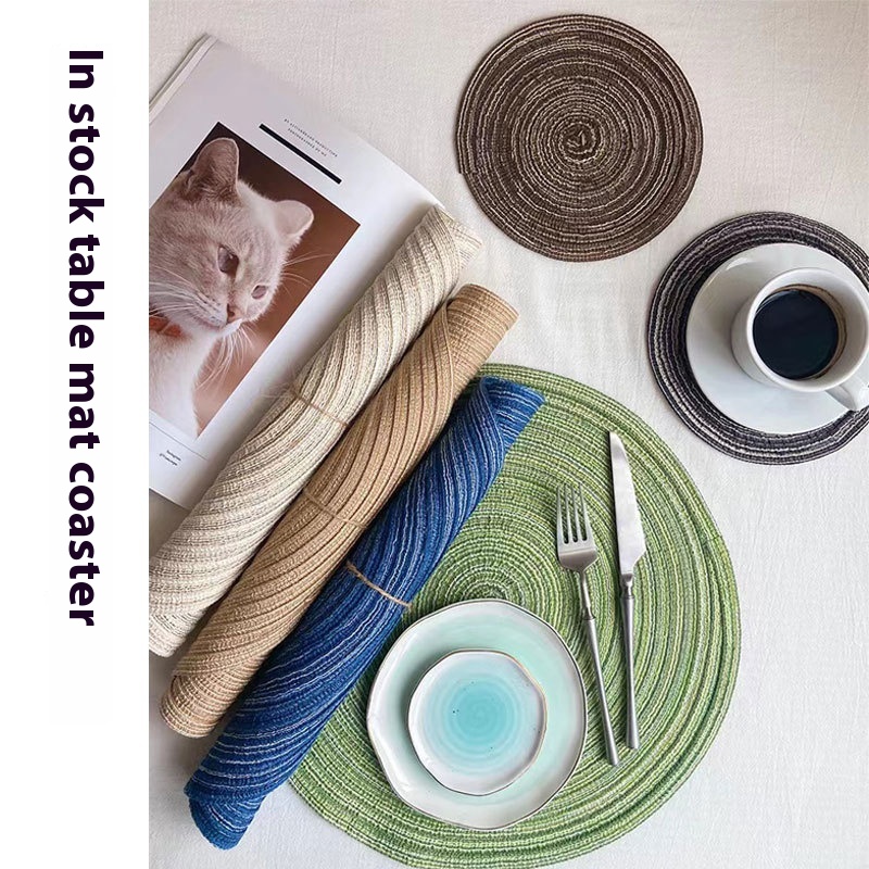 Woven Round Non-slip And Anti-scalding Cotton Yarn Placemat Western Restaurant Tableulation Pad Household Coaster Bowl Mat