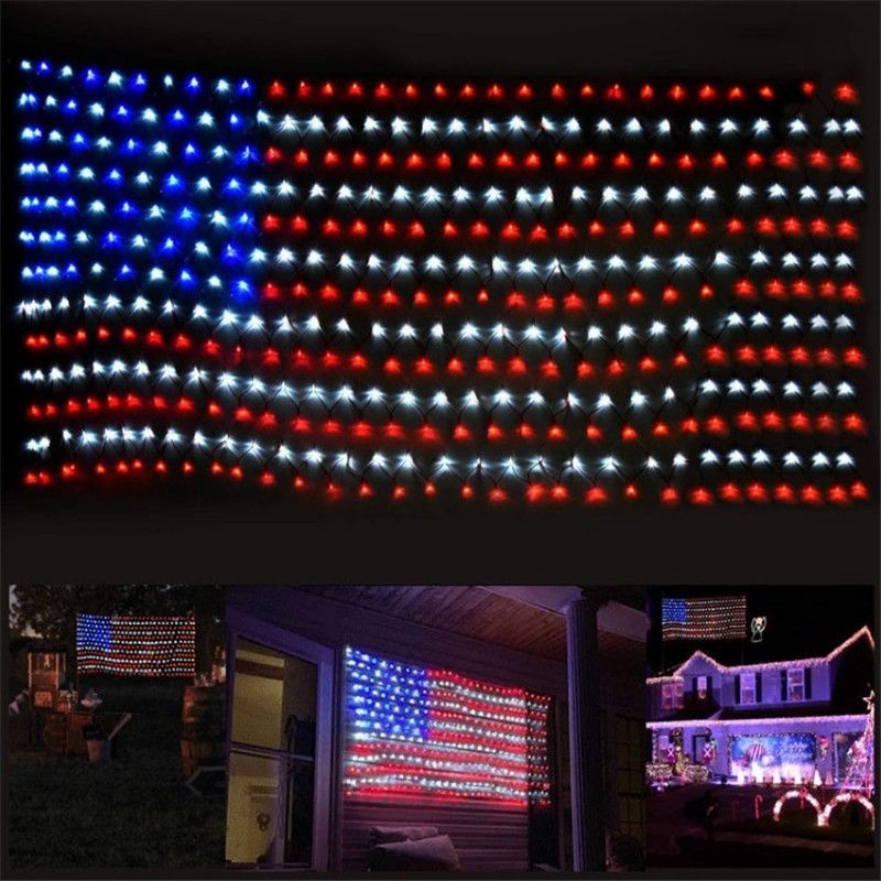 American Independence Day Decorative Light String Solar Flag Net Light