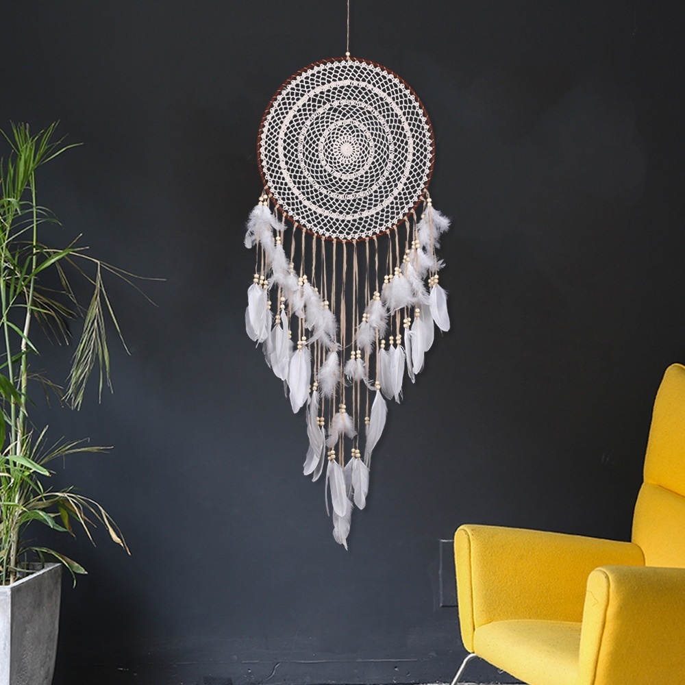 Wedding40cm Large Hook Flower Dream Catcher Nordic Feather Pendant Literary Gift Creative Girlfriend Dream Catcher Gift