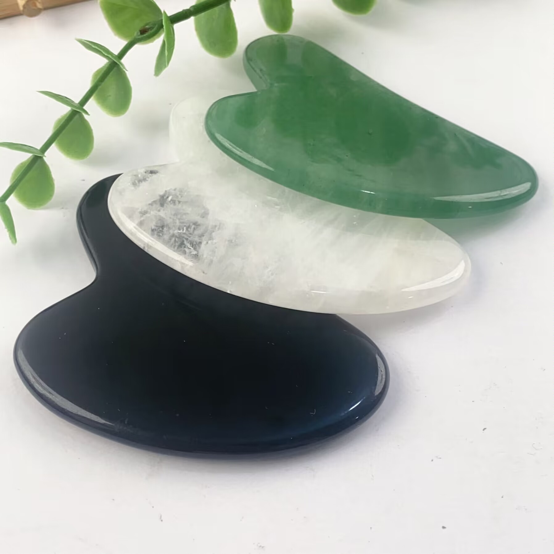 Best Selling Finger-shaped Powder Obsidian Scraping Plate Amethyst Green Dongling Beauty Scraping Plate