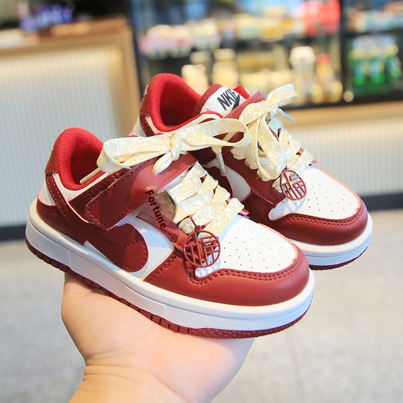 Year Children's Shoesy Brand Dragon Year Red Girls Shoes Low-top Sneakers Boys Sports Shoes Retro Sneakers