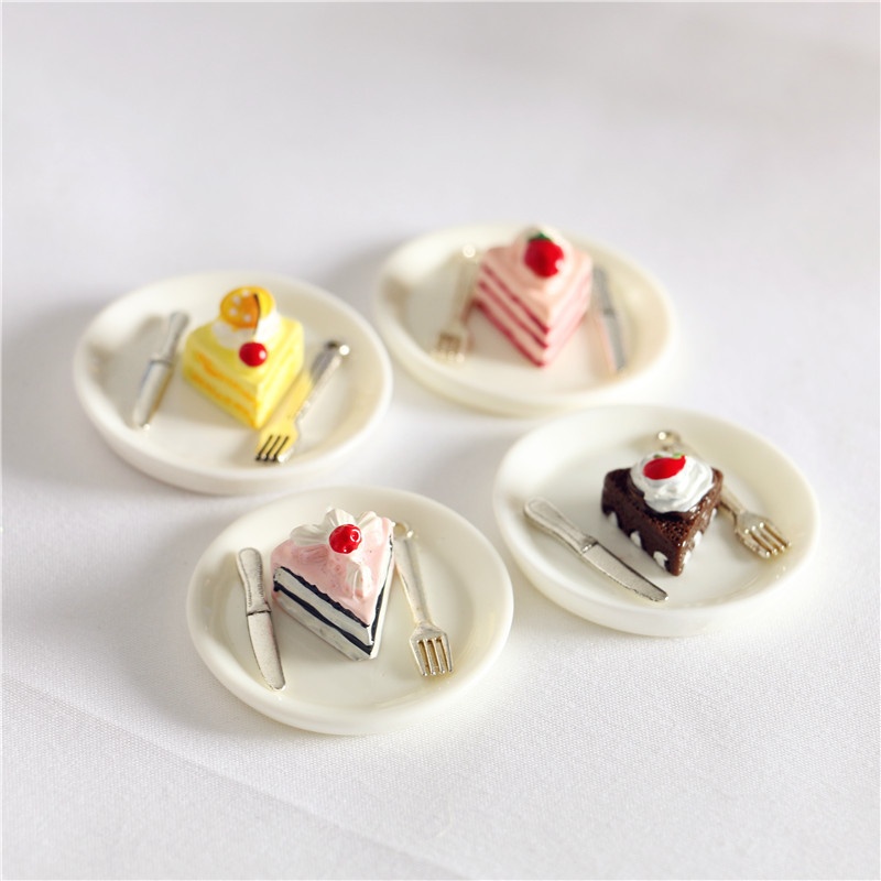 Dollhouse Dollhouse Creative Mini Cake Dinner Plate Accessories SMiniature Food Play Model OB11