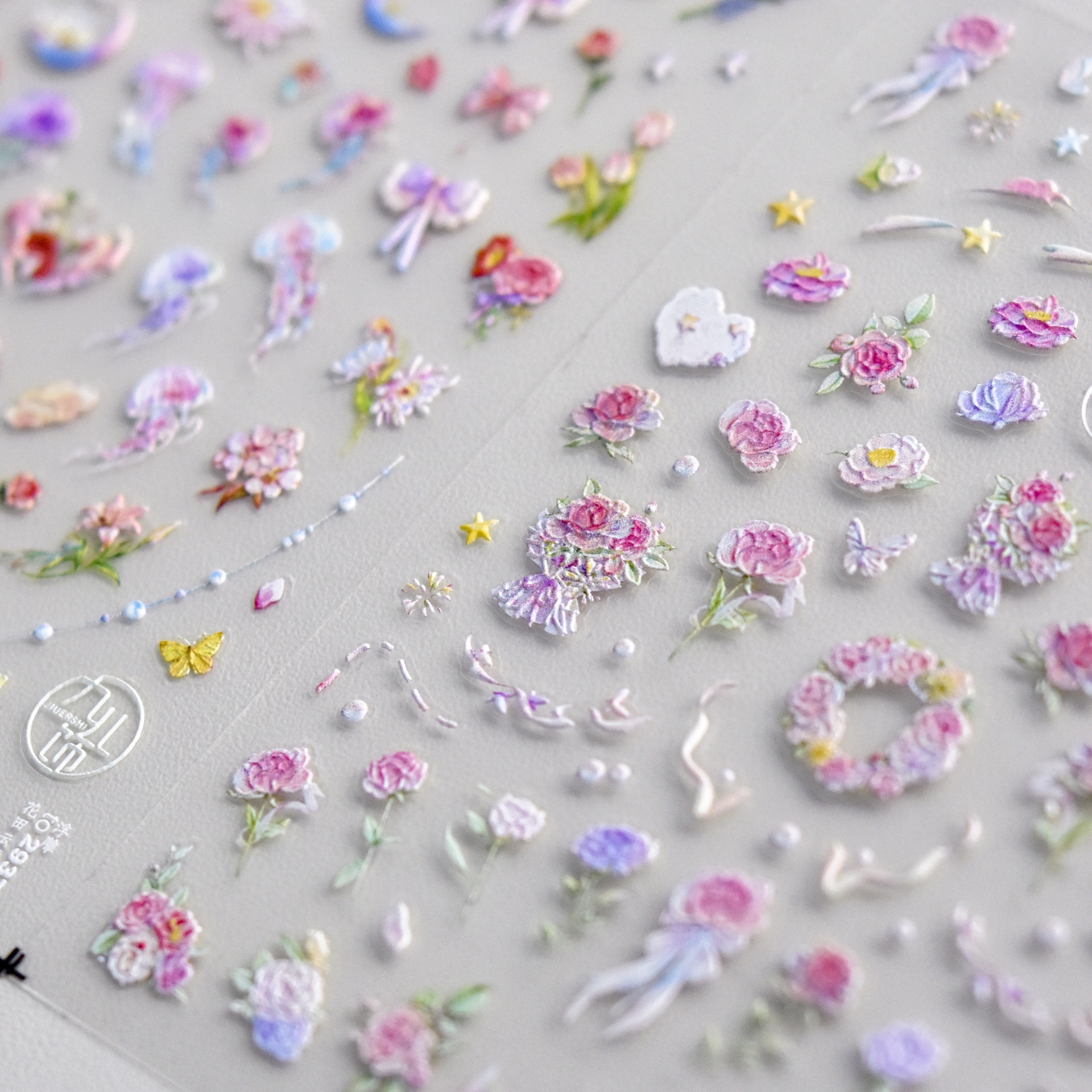 Tomoni Relief Nail Stickers Retro Nail Stickers Japanese Rose Date2913