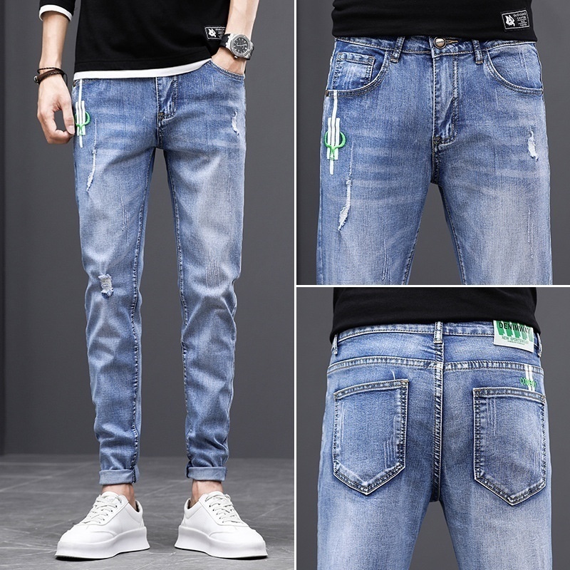 Jeans Men's Fashion Brand Spring Elastic Slim Fit Slim-fitting Korean Styley Casual Versatile Men's Long Pants Men