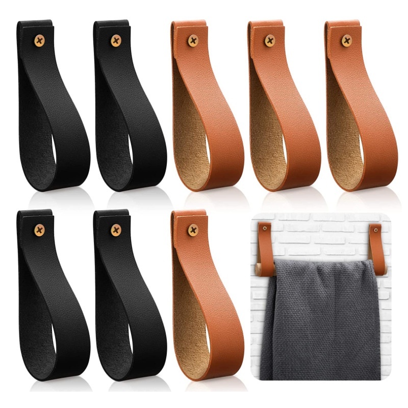 Japanese And Korean Outdoor Paper Towel Pendant Kitchen Bathroom Wall Leather Handle Home Door Buckle Leather Handle Towel Buckle