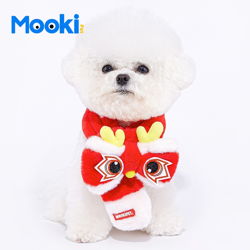 Mookipet Dog Cat Year Scarf Dragon Year Schnauzer Small Dog Bichon Winter Scarf Cute Warm