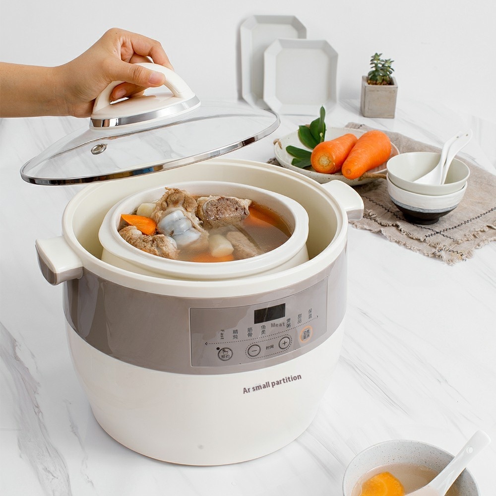 Bear/Little Bear DDZ-B45 B2 Electric Stew Pot Household Soup Pot Porridge Pot White Porcelain Water-proof Stew Pot One Cup Five Gallbladders